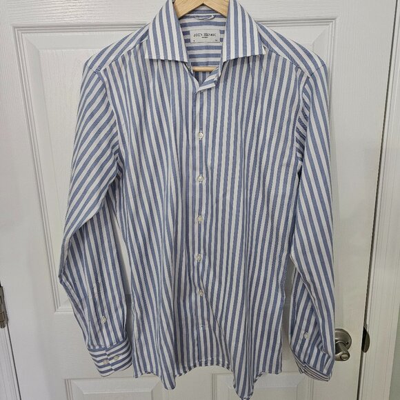 JOHN HENRIC Striped Shirt 15 - 38 White/Blue Stripe Shirts Office Work - Picture 1 of 1